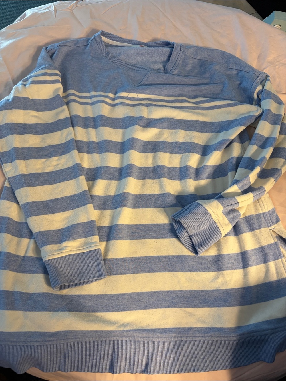 Light Blue and White Striped Crewneck tunic Sweater sweatshirt